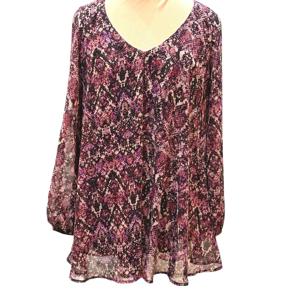 Show Me Your Mumu Tunic Dress Purple Snakeskin Print Long Sleeve Women’s XS - Picture 2 of 8